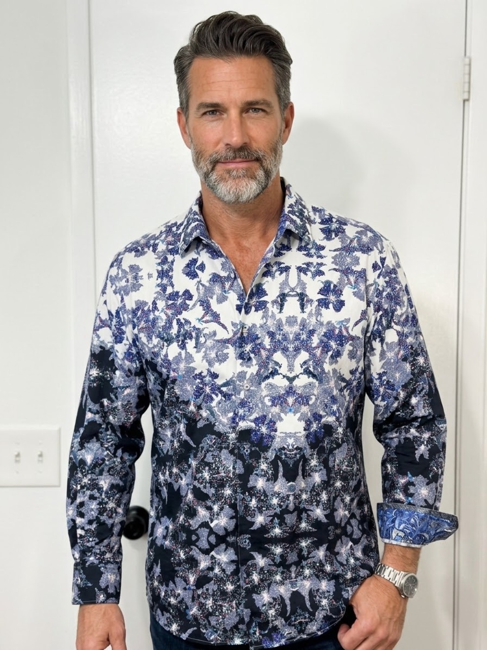 Robert Graham Floral Button-Up Shirt Mens Colorful Vibrant Flip Cuff Size 3XL